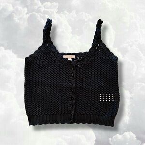 J. Crew Black Crochet Knit Tank Top